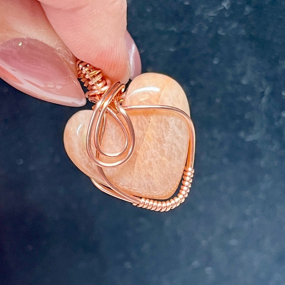 Genuine pink amazonite heart pendant
